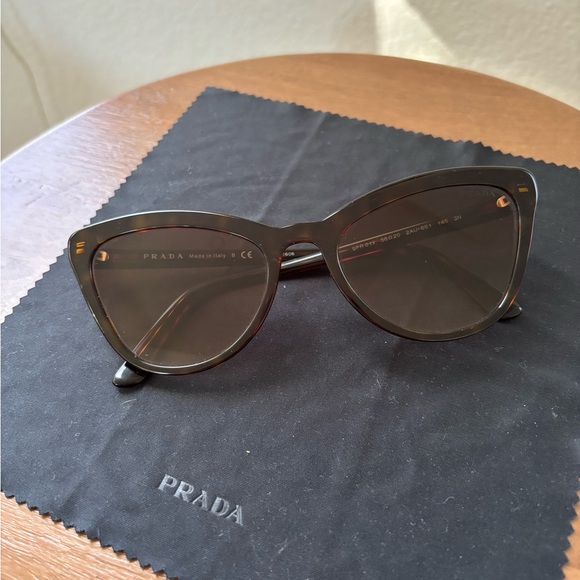 Prada SPR 01V Oversized Cat Eye Sunglasses - Havana Dark Brown Tortoise Shell - Picture 3 of 16